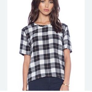 EQUIPMENT FEMME RILEY PIRATE PLAID TOP, SIZE XS